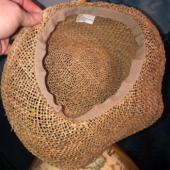 Sun hat / straw hat w decorative beading - Picture 3 of 4